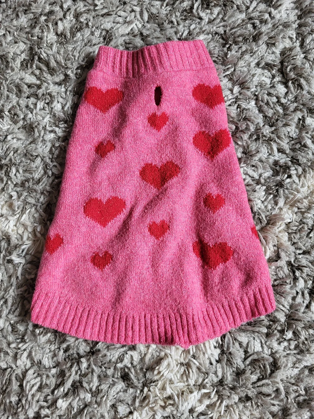 Pink Heart-Print Dog Sweater
